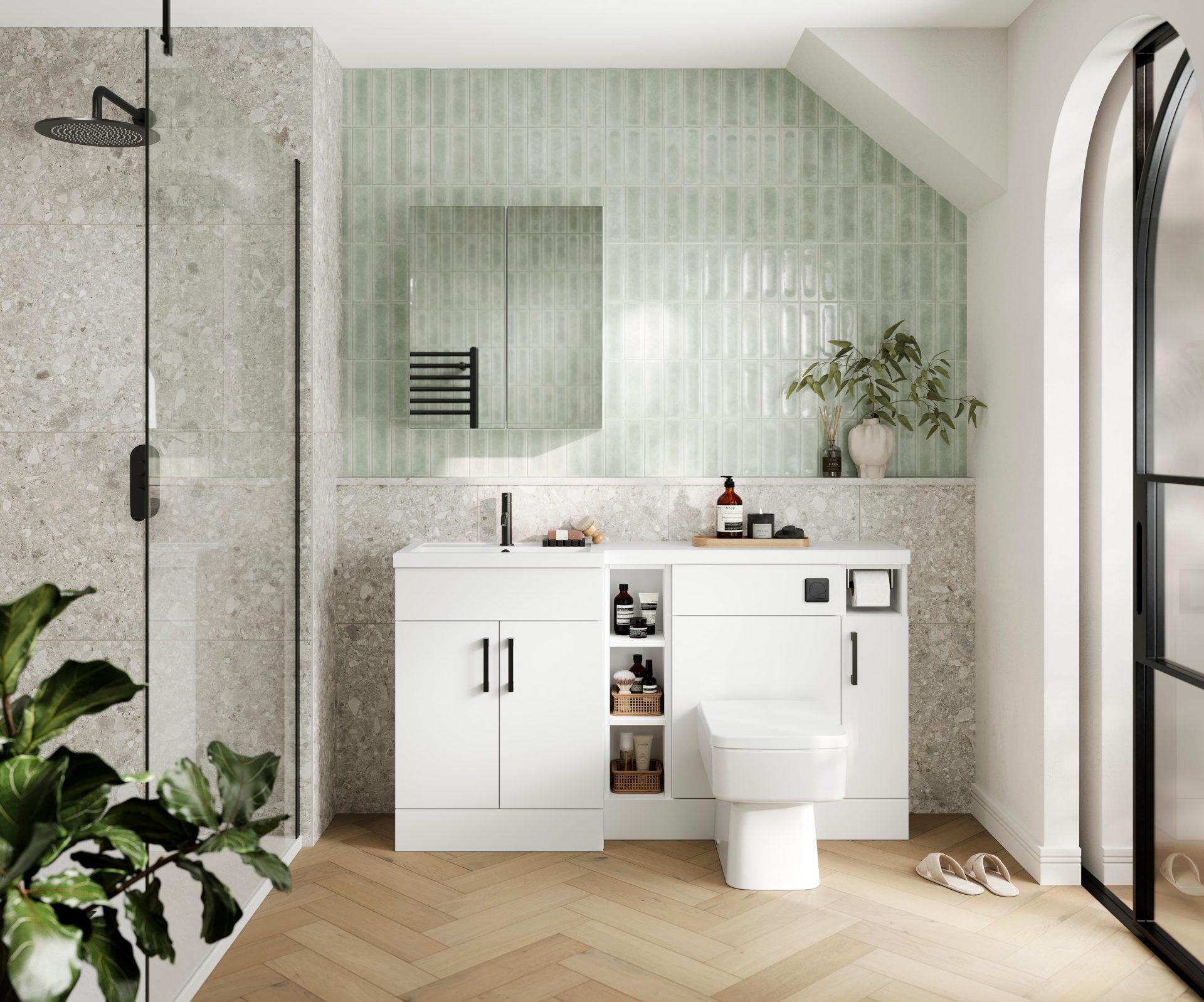 Nuie Lux Krest 600mm 2 Door Wall Mirror Cabinet – Matt White