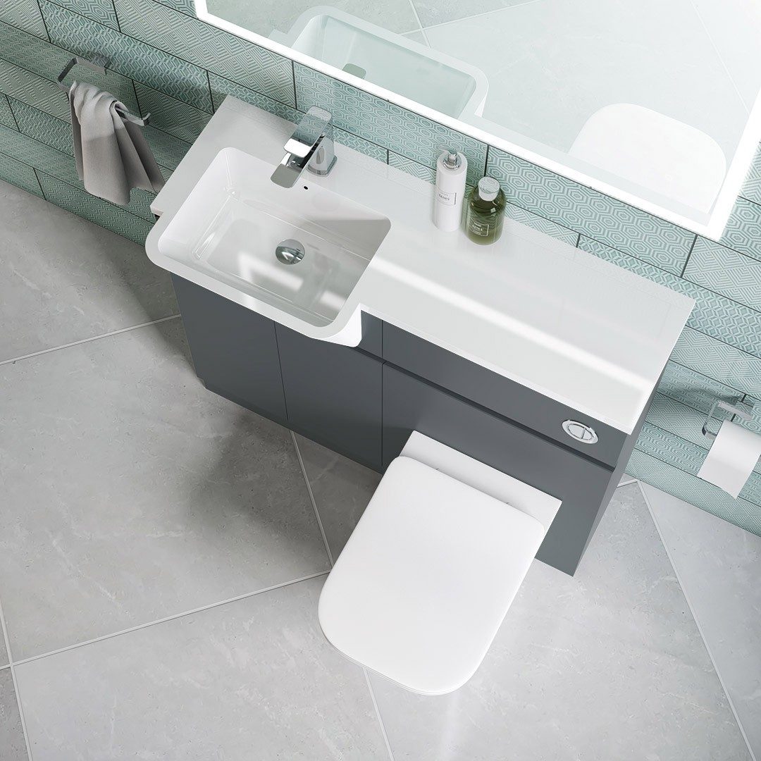 MyStyle Sutton 1000mm Floor Standing Unit & Left Hand Resin Basin – Lead Grey Matt
