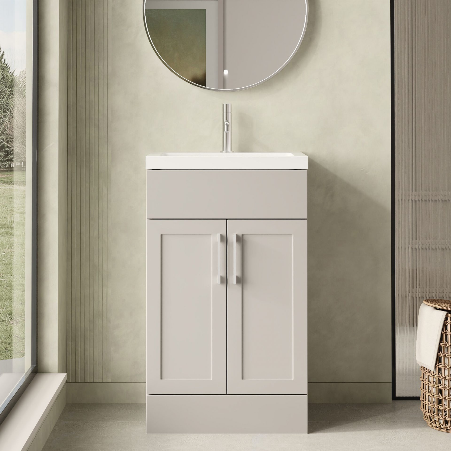 Nuie Lux Fable 500mm 2 Door Standard Floorstanding Unit – Pebble Grey