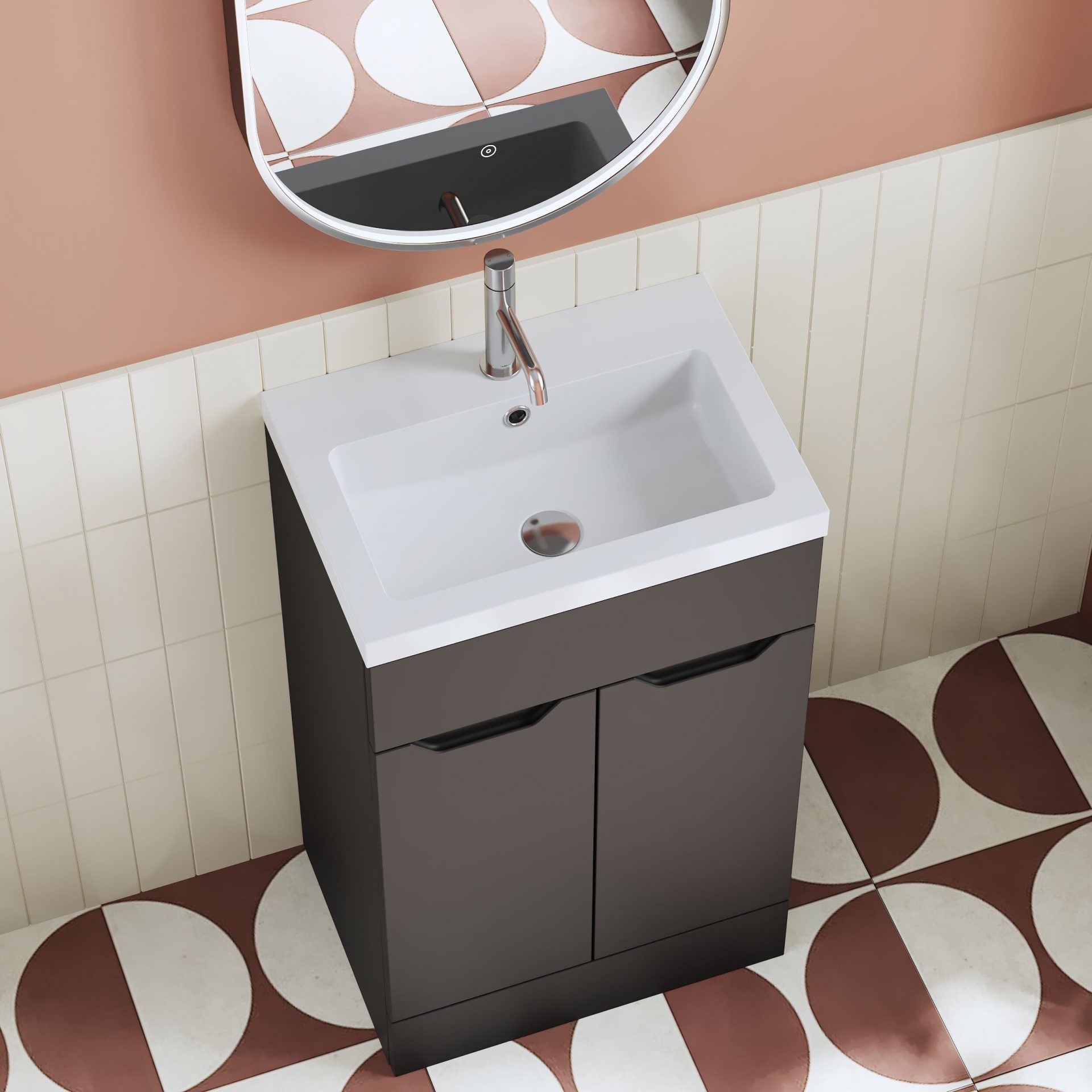 Nuie Lux Loave 500mm 2 Door Standard Floorstanding Unit – Soft Black