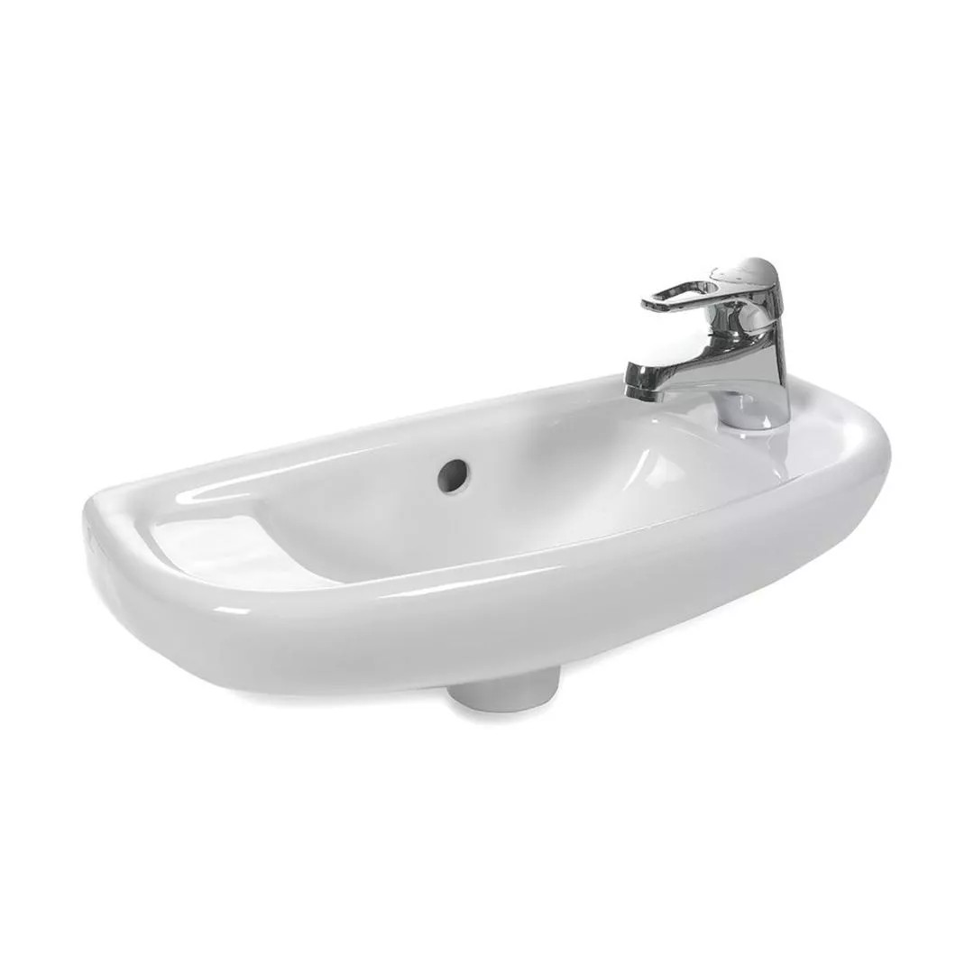 Eastbrook Kompact 500x210mm Right Hand Cloakroom Basin with Overflow – White