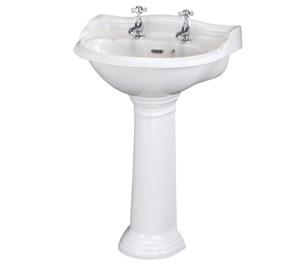 Old London Chancery Standard Height 2TH 500mm Ceramic Basin & Pedestal