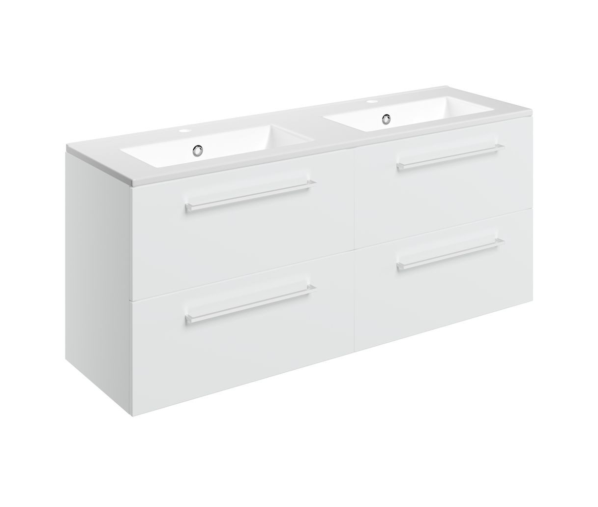 MyBathrooms Otley 1210mm 4 Drawer Wall Hung Unit & 2TH Thin Edge Basin – White Gloss