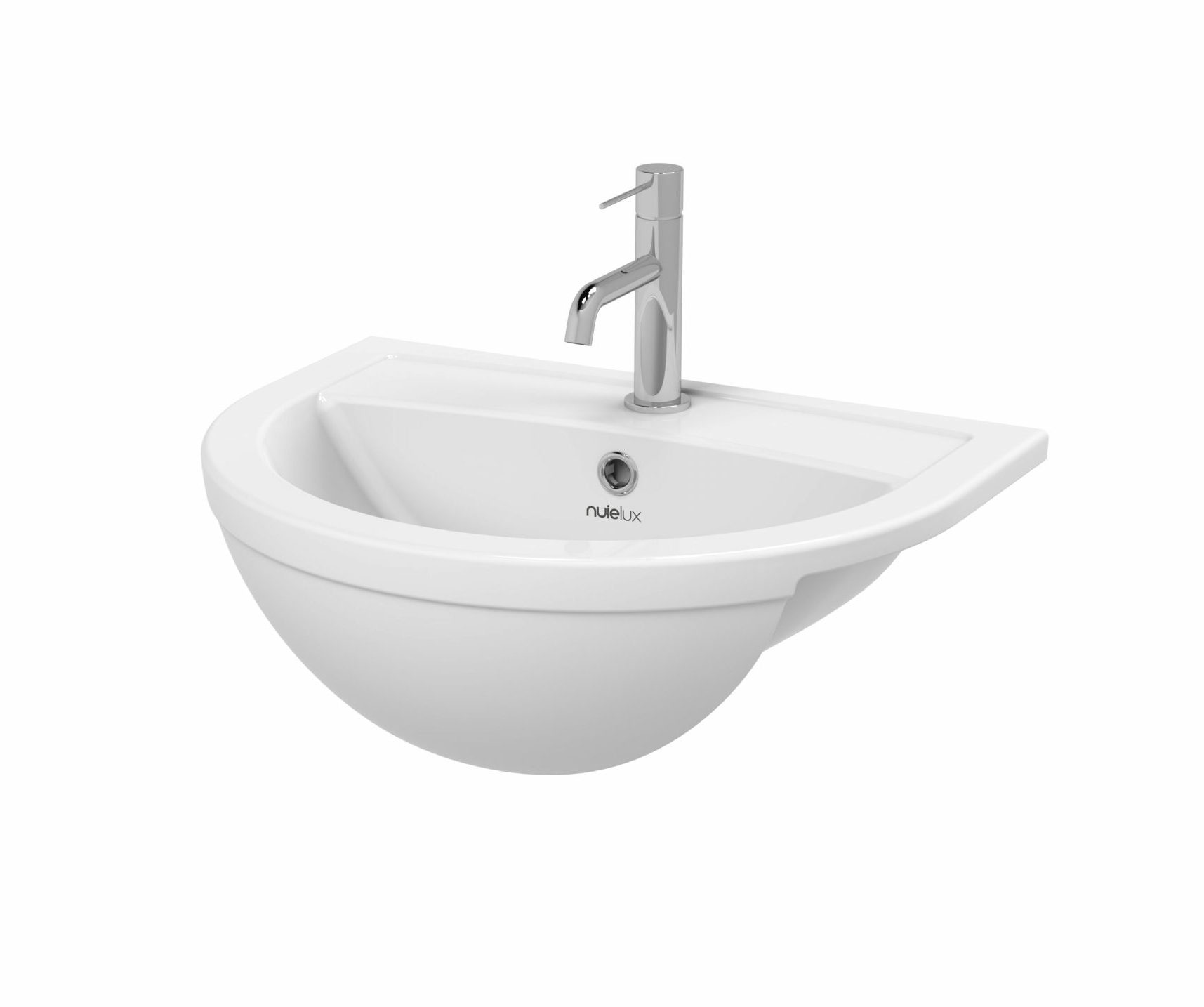 Nuie Lux 1TH 520mm Ceramic Round Semi-Recessed Basin