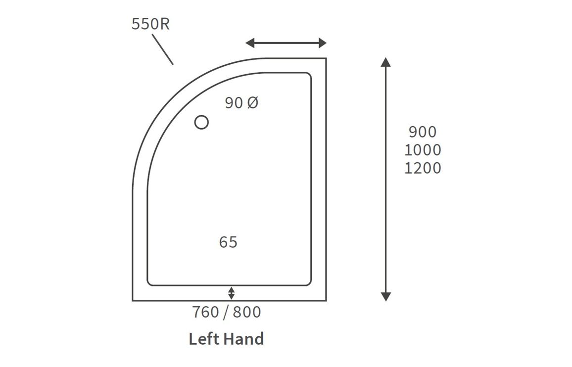 Optimum 45mm Low Profile Offset Quadrant Tray & Waste Left/Right Hand