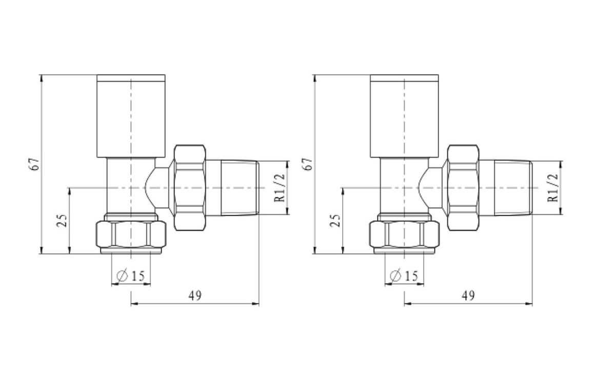 MyBathrooms Pattern Radiator Valves, Straight – Brushed Brass
