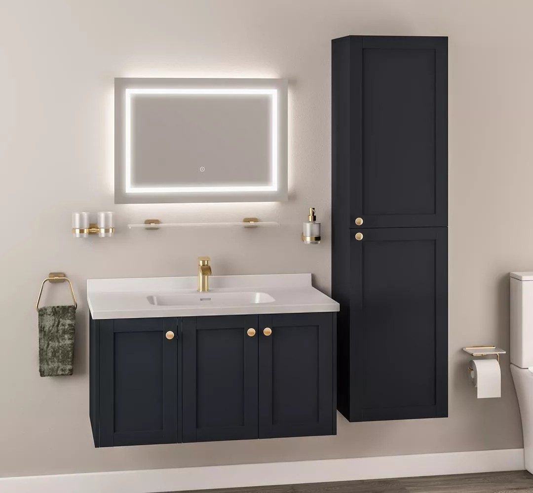 Eastbrook Hardwick 2 Door Tall Wall Hung Unit – Matt Anthracite