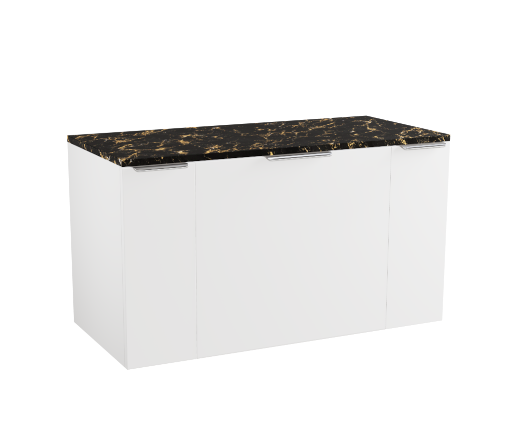 MyLife Keva 200+600+200mm 3 Drawer Wall Mounted Unit & Optional Worktop – White Gloss