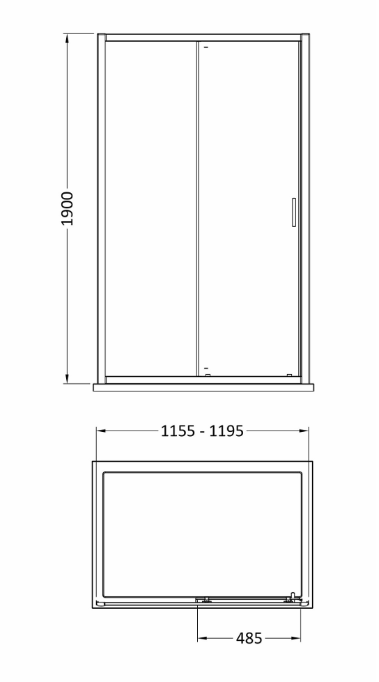 1200 x 760mm Brushed Brass Single Sliding Shower Enclosure With White Tray
