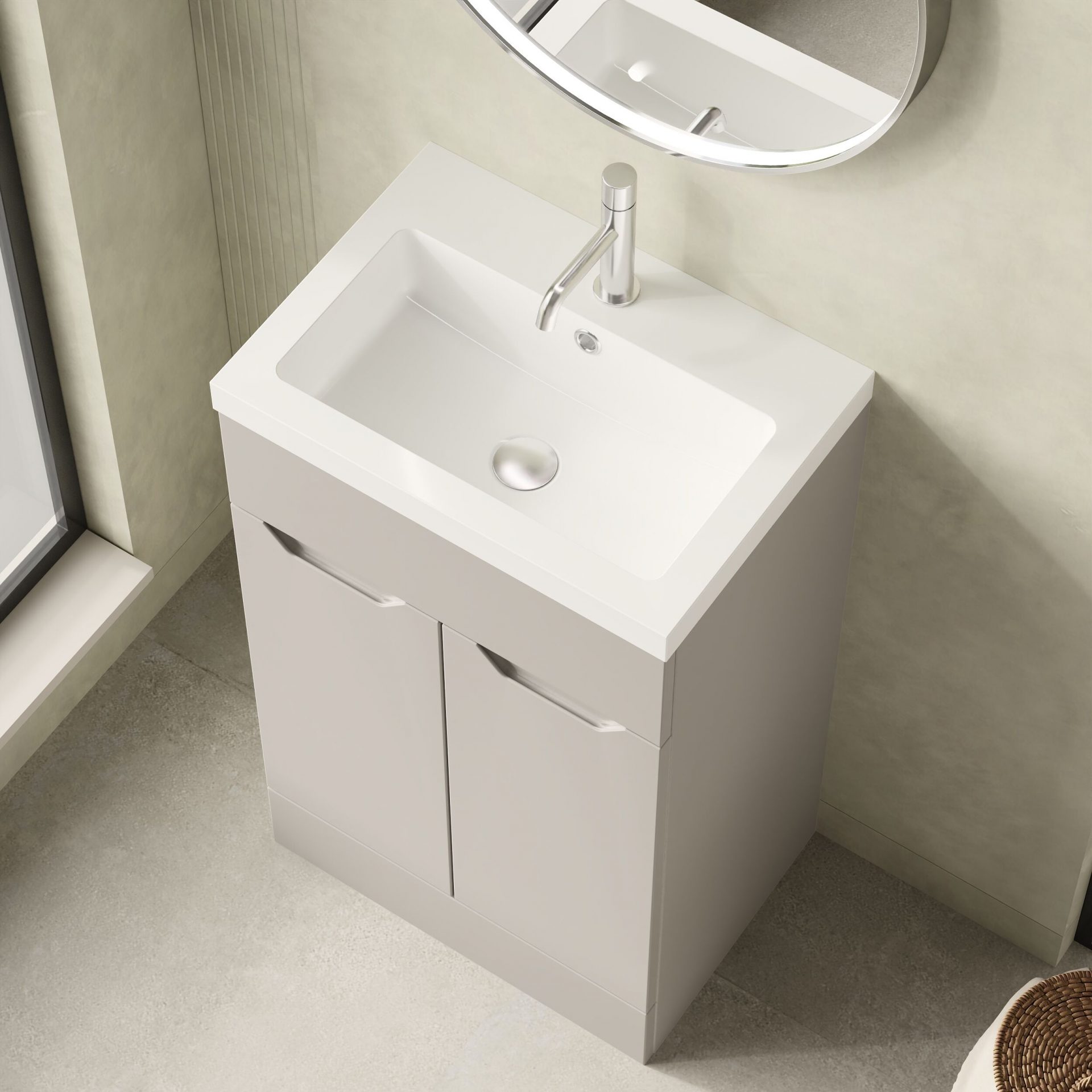 Nuie Lux Loave 500mm 2 Door Standard Floorstanding Unit – Pebble Grey
