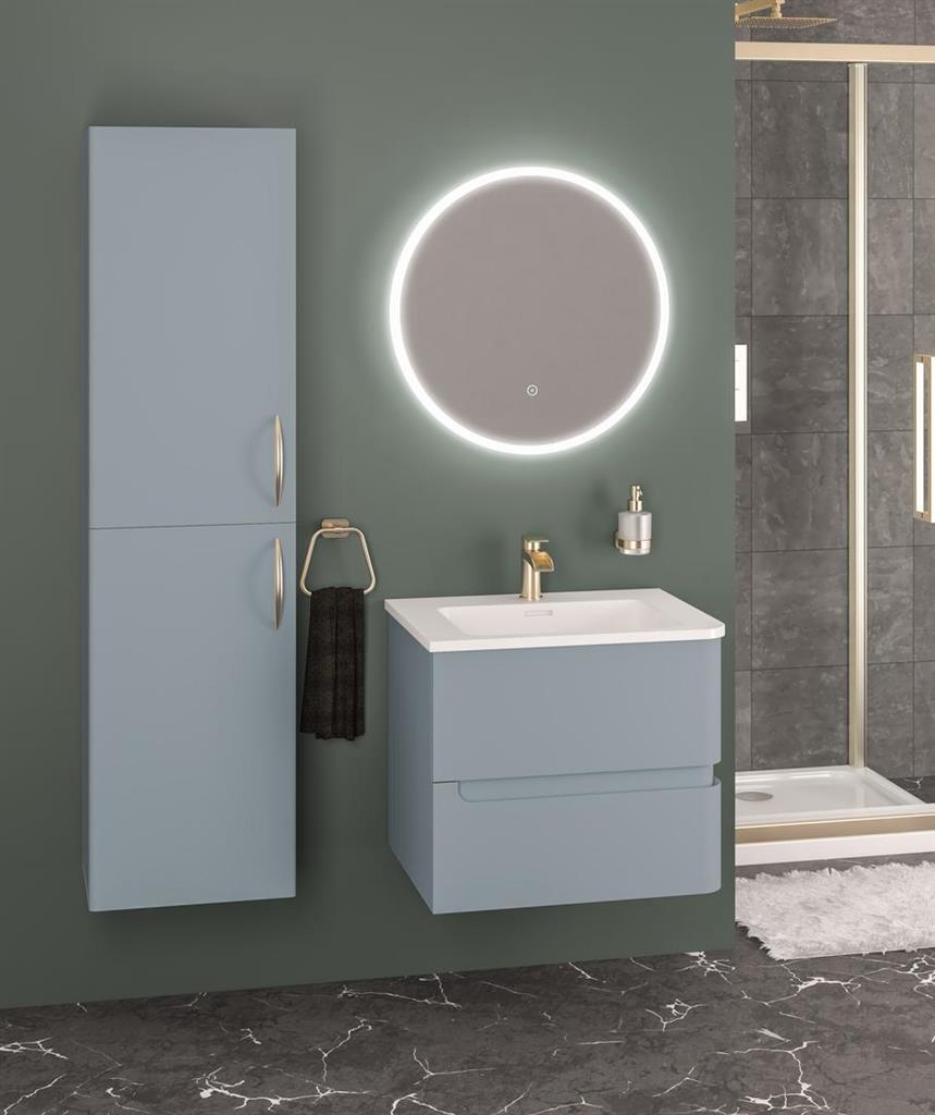 Eastbrook Arda 600mm 2 Drawer Wall Hung Unit & Basin, RH – Matt Grey
