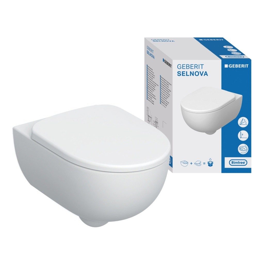 Geberit Selnova Premium Rimless Wall Hung Pan & Soft Close Seat