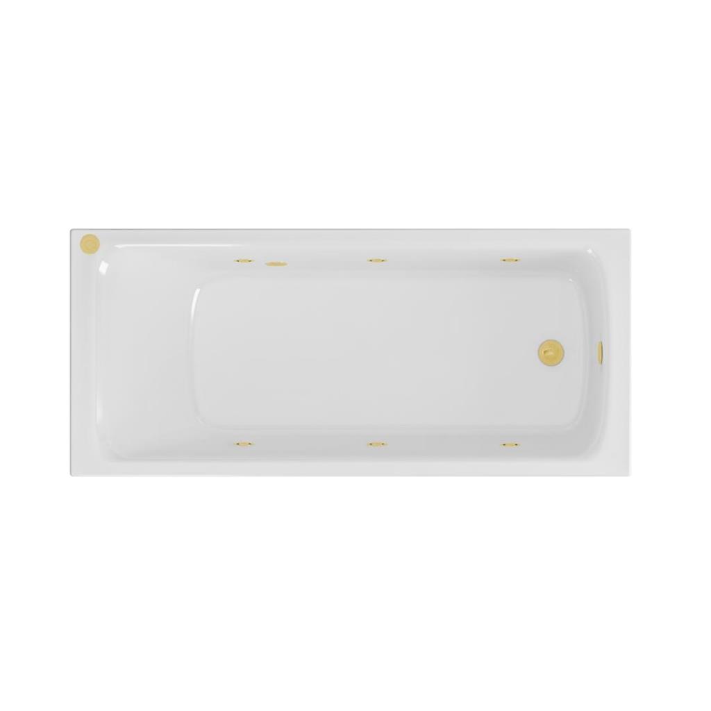 Eastbrook Beauforte Portland Single Ended 6 Jet Whirlpool Bath 1650x750x440mm – Brushed Brass