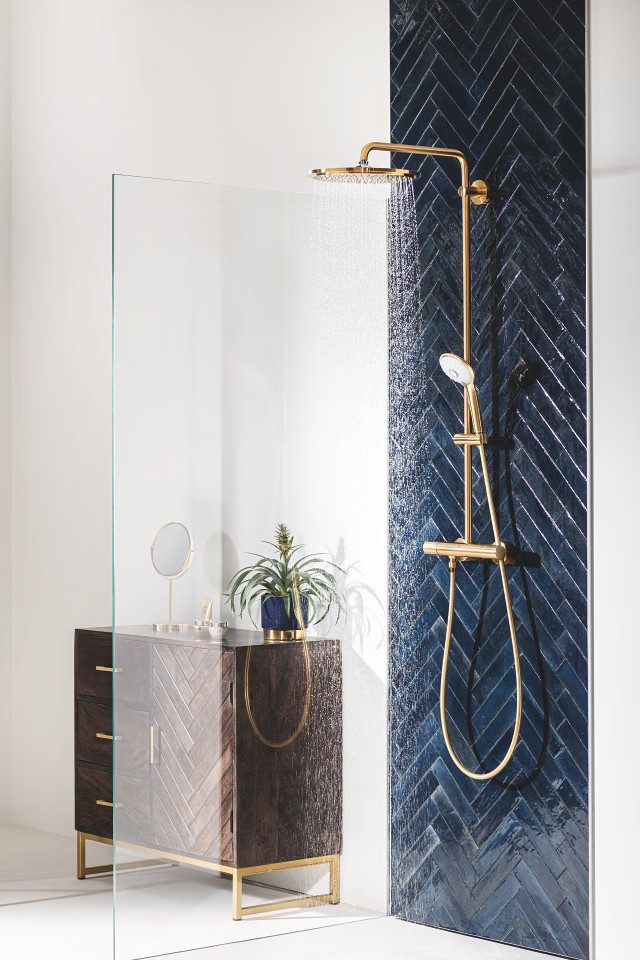 Grohe Euphoria System 310 Thermastatic Shower System – Gold Brushed Cool Sunrise
