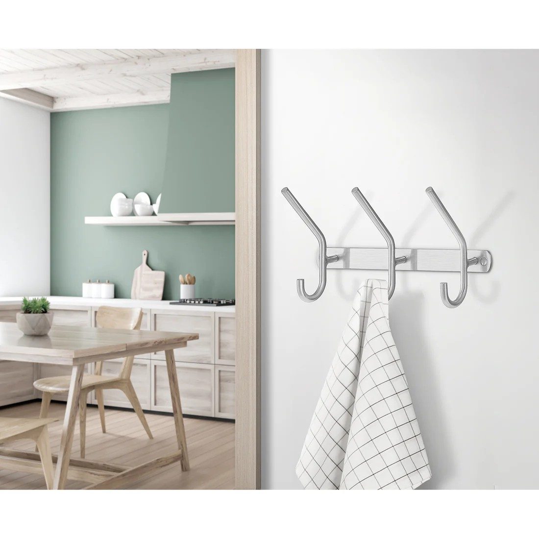 Smedbo Beslagsboden Hat and Coat Rack, 3 Hooks – Brushed Stainless Steel