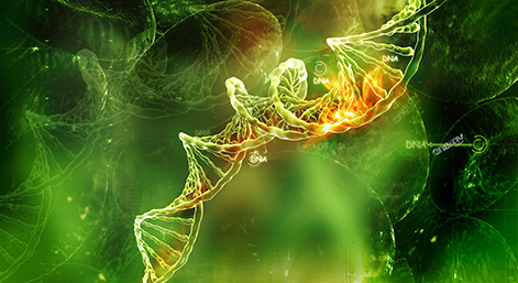 Digital illustration of  DNA in abstract background