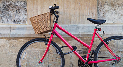 Vintage Bicycle Outside a College in Oxford, UK