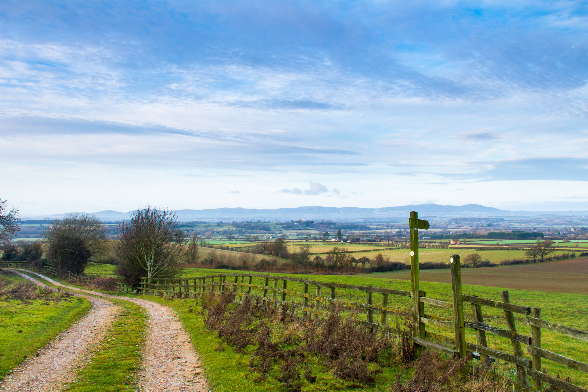 Country road with a view of the hills