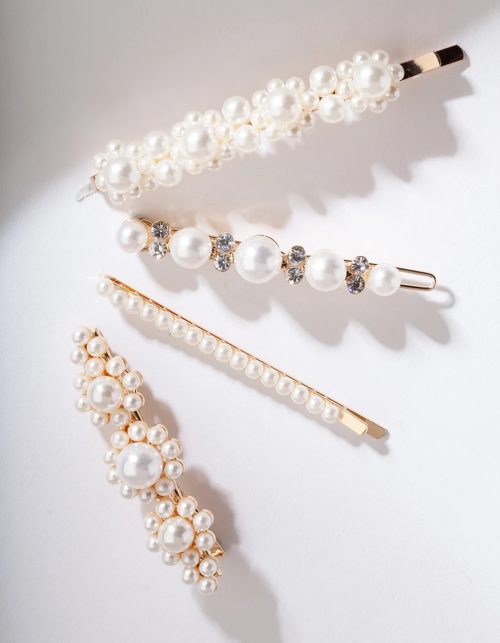 Lovisa-Gold-Multi-Pearl-Diamante-Hair-Clip-Pack-£10