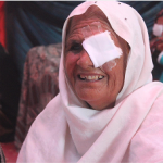 Fareeda Salman receiving eye care support in Gujjar Khan.