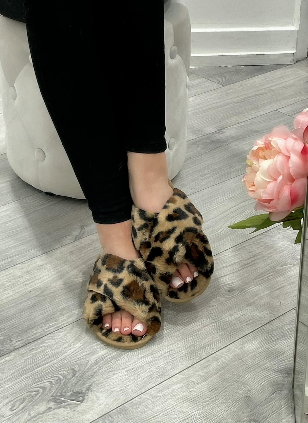 Leopard print slippers clearance