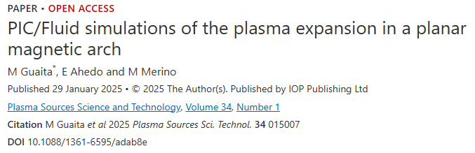 New paper: PIC/Fluid Simulations of the Plasma Expansion in a Magnetic Arch