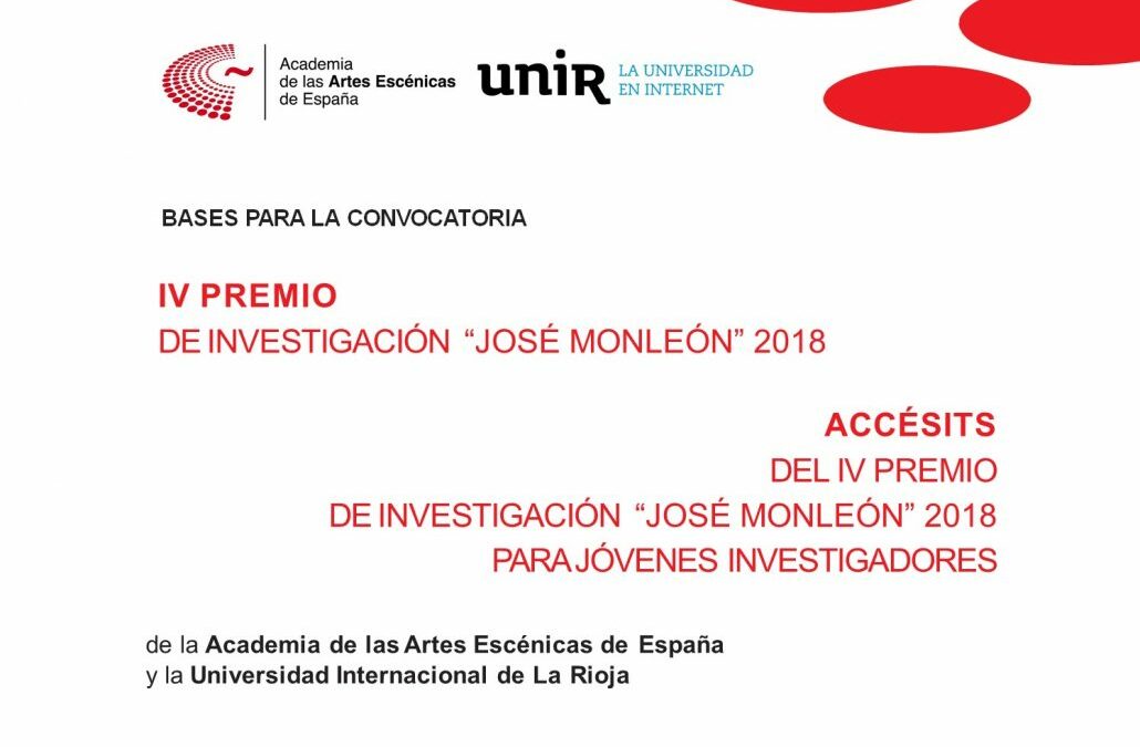 Convocado el IV Premio de Investigación “José Monleón” Academia-UNIR y Accésits para jóvenes investigadores