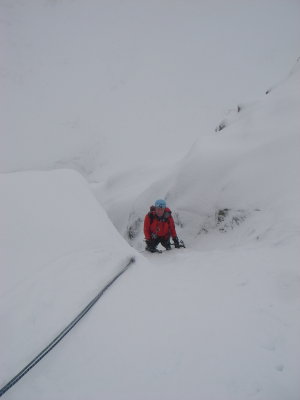 Vanishing Gully - Vertical Frontiers Finishing the hard climbing on pitch 2