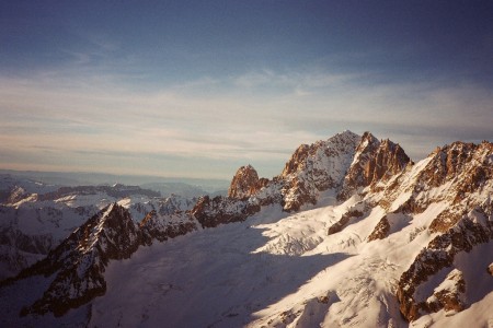 Looking across the the Aiguille Verte near the top of the Dufour Route.