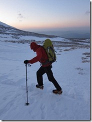 Matt walking on top of the raised footprints on the walk out. Plenty of scouring going on at the moment.
