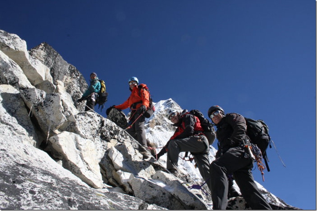 On fixed ropes above Camp 1