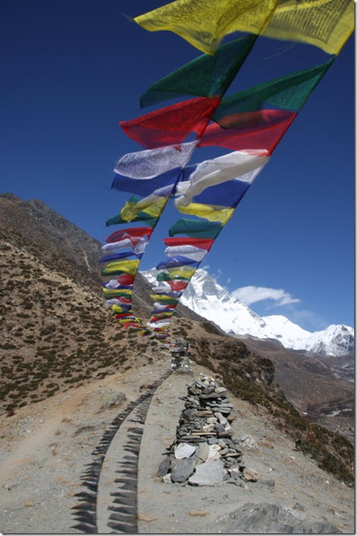 Prayer flags and Chortens on an acclimatisation walk