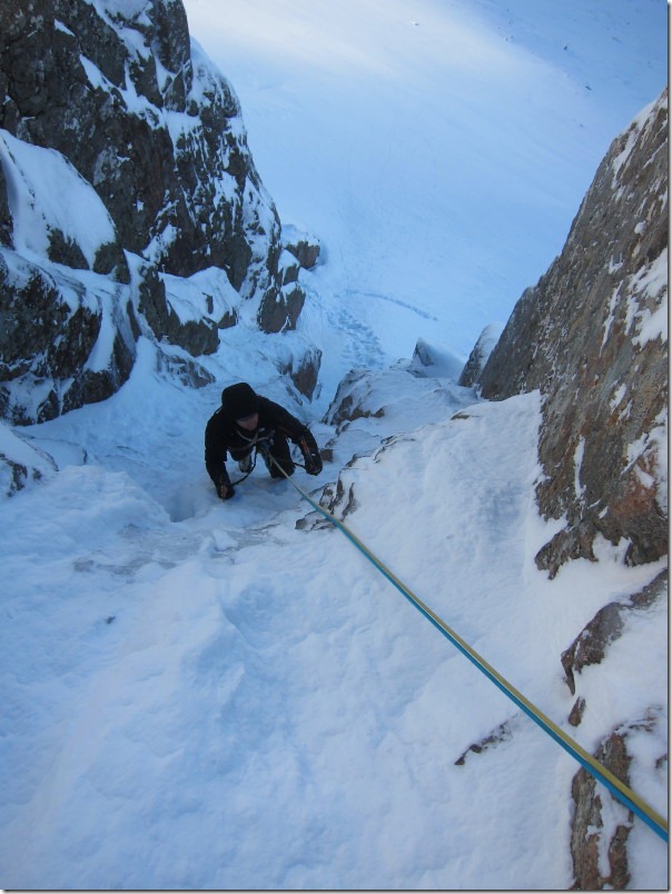 Mark following the first pitch of Left Twin, Aonach Mor Mark following the first pitch of Left Twin, Aonach Mor