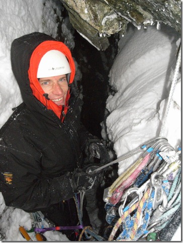 Saxon wearing my Torres belay jacket, 2009. Saxon wearing my Torres belay jacket, 2009.