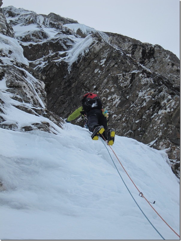 Matt leading the first pitch of Smiths Gully