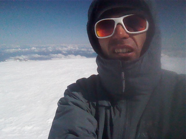Cold and tired on the summit of the Dome du Gouter after a "run" from the valley, 3300m below.