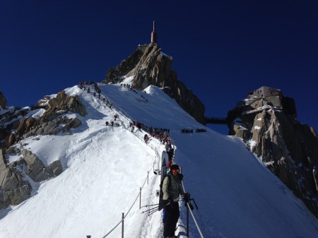 The arete off the Aiguille du Midi