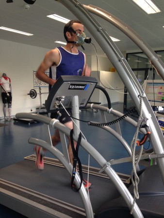 On the treadmill. Wearing my dartmoor runners vest for extra speed