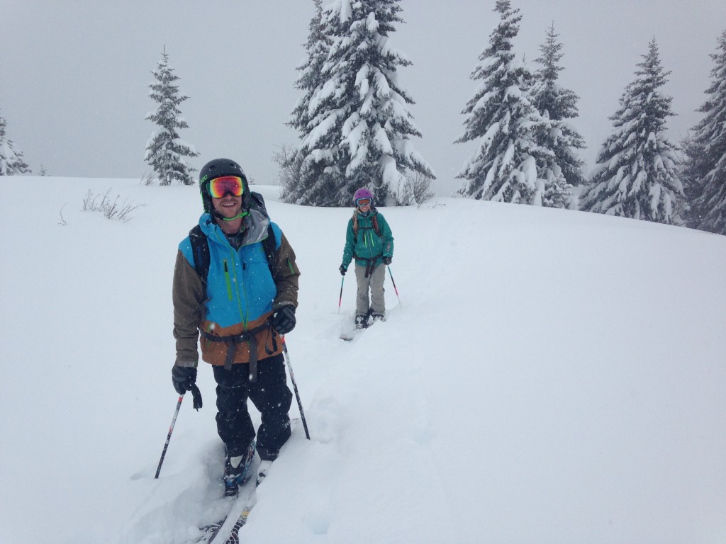 Ski touring above Combloux - stormy
