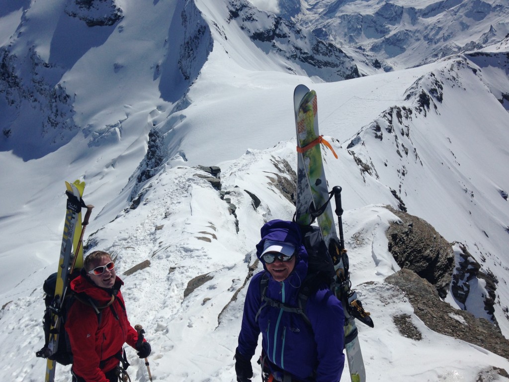 Looking down at the ridge