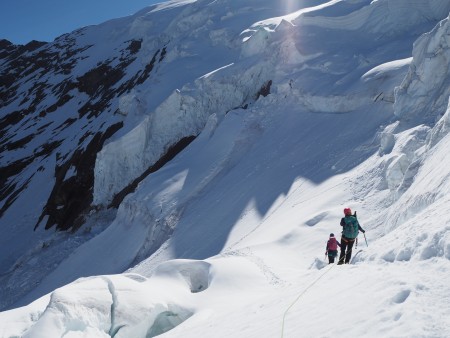 Monster seracs and ice debris on the normal route. Glad we were heading downhill fast, rather than uphill slowly through this lot