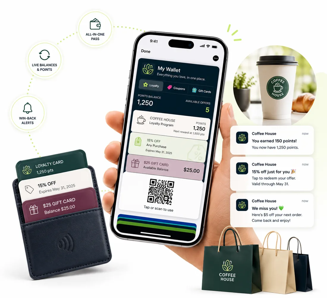 A retail loyalty pass saved in a phone wallet