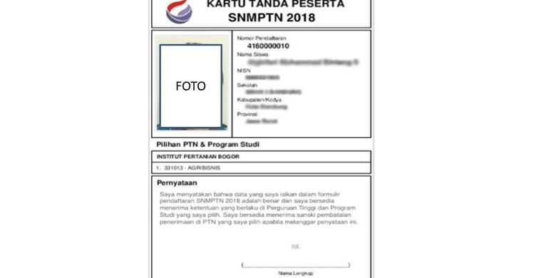 Kartu SNBP Ukuran Berapa