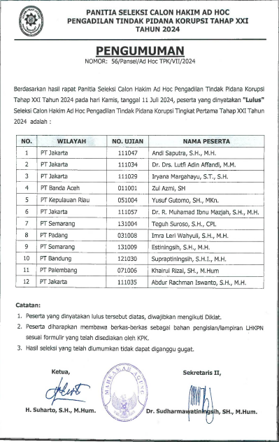 Penerimaan CPNS Mahkamah Agung 2024