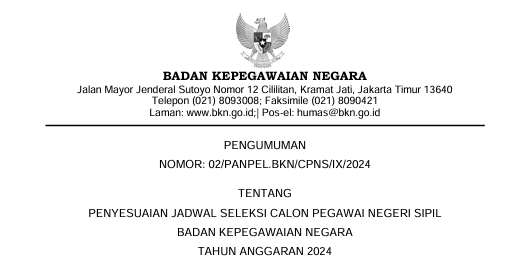 Pengumuman Jadwal Seleksi CPNS