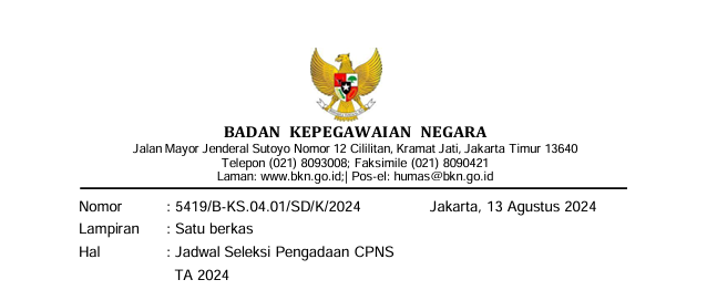 Pengumuman Jadwal Seleksi CPNS