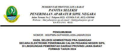 Pengumuman Hasil Administrasi Jawa Barat 2024