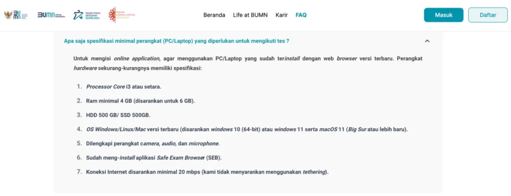 Tes TKD BUMN online atau offline