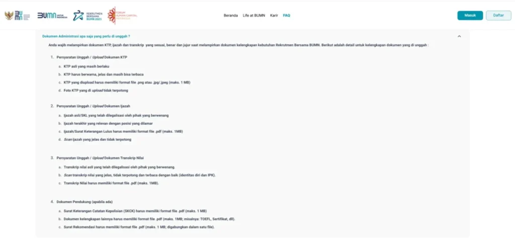 Seleksi administrasi BUMN