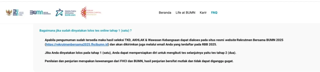 Pengumuman RBB tahap 1